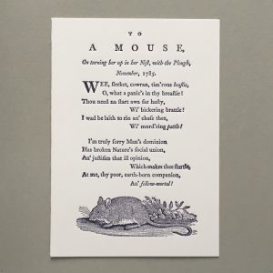 To a Mouse 'Poems, chiefly in the Scottish dialect' Robert Burns
