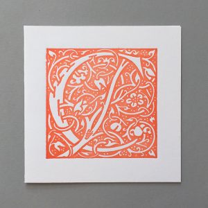 Letter Press Card William Morris C orange